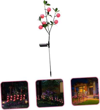 3pcs Led Garden Stake Light Solar Pathway Lights for Outdoor Apple Shape Decorative Lamp for Garden Decking Christmas Decor