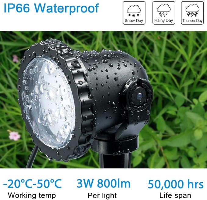 Spotlights Outdoor, RGB Color Changing Landscape Lights 12W 800lm 120V Plug in LED Spot Lights with Remote, IP66 | Lumora