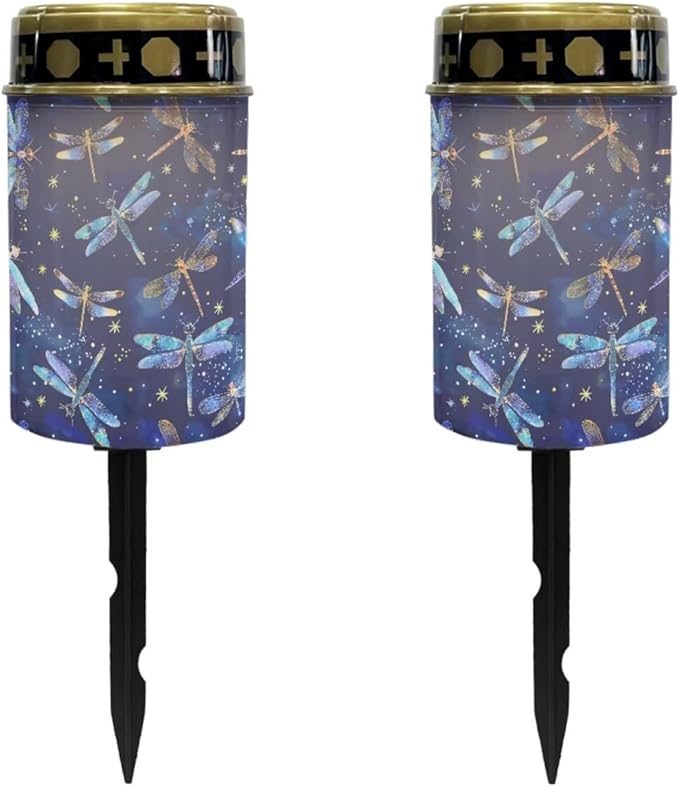 Dragonflies Solar Outdoor Pathway Lights Solar Powered Led Light Waterproof Solar Garden Light Decorative Book Light Outside Solar Ligths for Yard Path Walkway