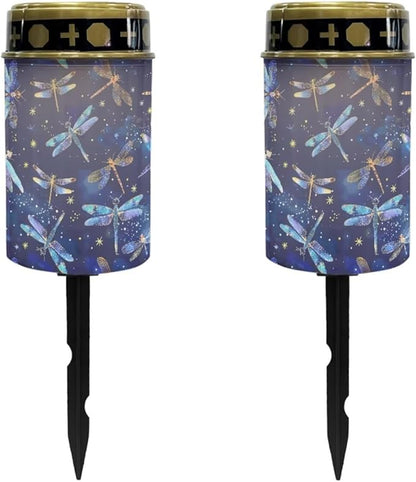 Dragonflies Solar Outdoor Pathway Lights Solar Powered Led Light Waterproof Solar Garden Light Decorative Book Light Outside Solar Ligths for Yard Path Walkway