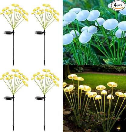 4 Pack 10LED Outdoor Solar Ground Inserted Warm Light Jellyfish Lamps,Waterproof Courtyard Atmosphere Decorative Lights,2 Modes DIY Path Light.