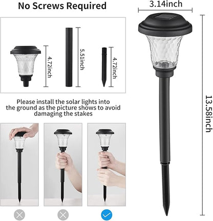 Solar Pathway Lights Outdoor 15 Lumens Solar Yard Lights Waterproof Auto On/Off Warm Light for Walkway Yard Backyard Lawn Landscape Lighting Decor, Pack of 6