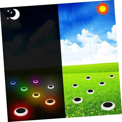 Angoily 2pcs RGB Solar Ground Light Colorful Outdoor Landscape Lamp for Pathway Driveway Easy Installation Garden Decor