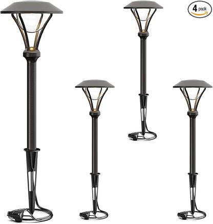 GOODSMANN Low Voltage Path Lights Landscape Lighting 1 Watt LED 60 Lumens Flood Lights with Metal Stake for Garden Yard Patio Area Outdoor Lighting (4 Pack) 9920-2104-04