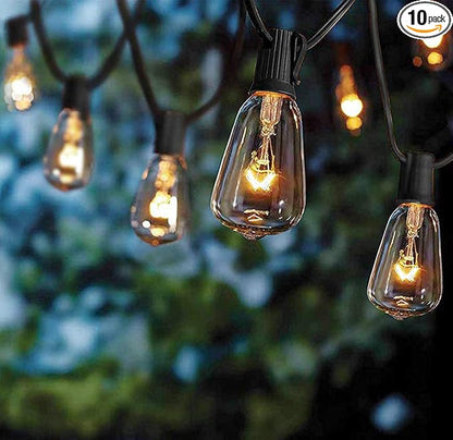 Couah Outdoor Patio String Lights,10Ft Edison Bulb String Lights for Patio Garden Porch Backyard Party Deck Yard(Plus 1 Extra Bulbs)-Black