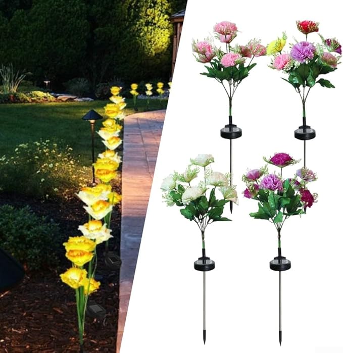 2 Pack Solar Garden Lights IP65 Waterproof LED Stakes 70cm Outdoor Decorative Lighting for Patio Path Lawn Balcony Fence(White)