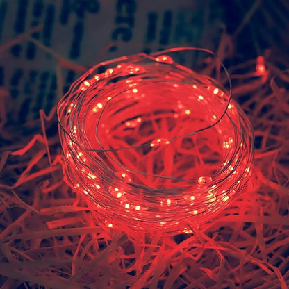 Outdoor Solar String Lights, 2 Pack 33ft 100L Solar Copper Fairy Lights,8 Modes Twinkle Lights Decor for Indoor Outdoor Patio Yard Trees Christmas Wedding Party (Red)