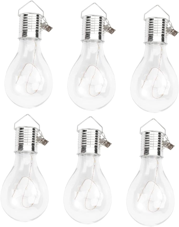 6pcs Solar Powered Copper Wire Chandelier Bulbs Warm White Hanging Led Light for Home Garden and Patio Decoration Eco-Friendly Easy to Install