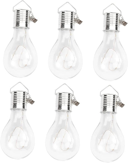 6pcs Solar Powered Copper Wire Chandelier Bulbs Warm White Hanging Led Light for Home Garden and Patio Decoration Eco-Friendly Easy to Install