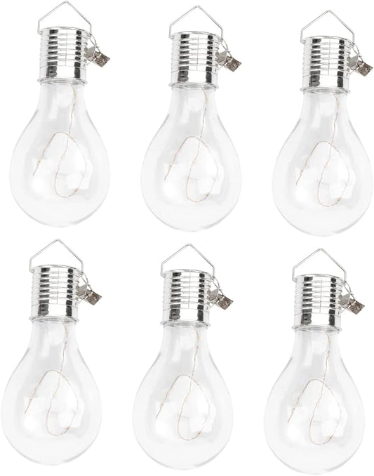 6pcs Solar Powered Copper Wire Chandelier Bulbs Warm White Hanging Led Light for Home Garden and Patio Decoration Eco-Friendly Easy to Install