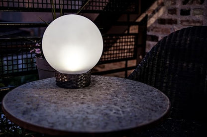 Britta Products Solar Garden Globe LED Centerpiece Table Light, Rattan Base