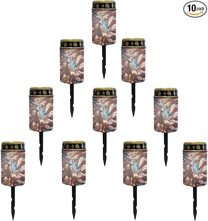 US Flag Eagle Cemetery Lights - Solar Powered Outdoor Garden & Landscape Lights - Waterproof, Fairylights