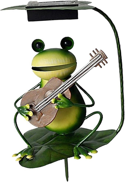 jojomis Solar Garden Light Waterproof LED Lamp Patio Yard Lighting,Frog with Guitar,16x9CM