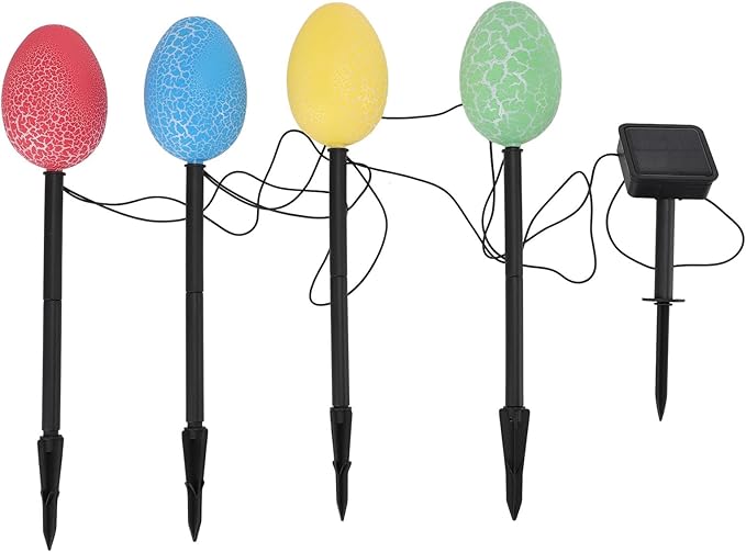 Solar Garden Decor 4 Crack Eggs Outdoor Decor Stake Lights, Water Proof Solar Pathway Lights for Outside Yard Lawn Flower Bed Easter Decorations