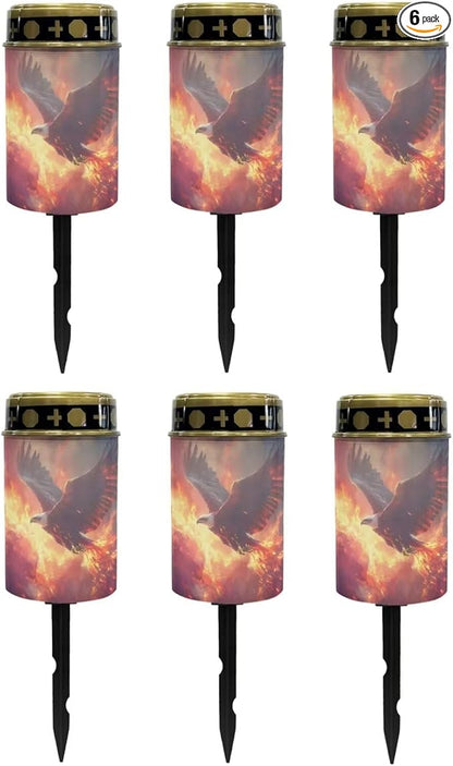 Poceacles 6 Pack Solar Lights Outdoor Grave Solar Lights for Cemetery Decoration Solar Outdoor Lights Cemetery Solar Lamp for Garden Lawn Backyard Pathway Decor, Eagle Flame
