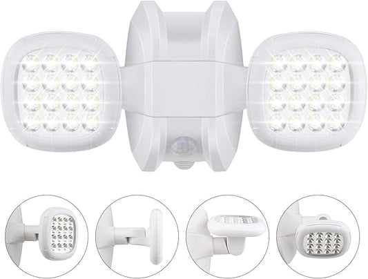 HONWELL Motion Sensor Light Outdoor Battery Powered Outside Security Flood Light Cordless IP65 Waterproof 32 LED Dual Head Spotlights, Motion Detector Lights for House Garage Porch Garden Shed