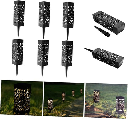 8 Pcs Solar Pathway Lights Outdoor Hollow Ground Design Lawn Lamps with White LED Easy Install Solar Lawn Lighting for Garden Driveway Auto Off Light Sensor