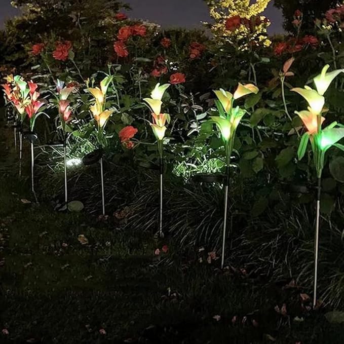 Aolyty Solar Garden Lights Outdoor Multi-Color Changing LED Solar Calla Lily Light IP65 Waterpoof Flower Lights for Patio, Garden, Lawn, Yard Pathway Decorative (Red, 2 Pack)