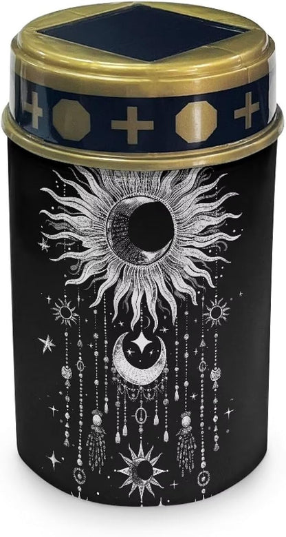 HUGS IDEA Sun Moon Solar Cemetery Lights for Grave Gothic Solar Memorial Lanterns Angel Garden Ornaments Waterproof Led Lanterns for Day-Night Illumination in Gardens