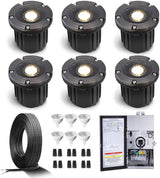 Gardenreet Brass Low Voltage In Ground Lights Kit(6 Pack) with 150W Transformer & MR16 Bulb & 100Feet Wire & | Lumora