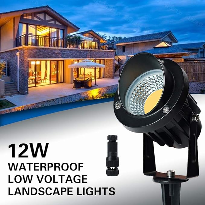 LED Low Voltage Landscape Lighting,12V~24V AC/DC Landscape Lights for Outdoor Landscape Spotlight,IP65 Waterproof Garden Yard,Path,Step,Patio Light (12, Watts)
