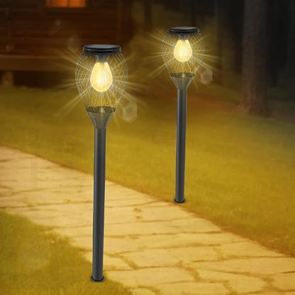 Solar Pathway Lights Outdoor Waterproof 2 Pack, Long Lasting Solar Powered Lights for Outside, Auto On/Off Solar Garden Lights Solar Path Lighting for Yard Patio Walkway Driveway (Warm White)