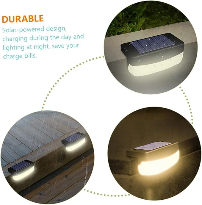 Didiseaon 2pcs Solar Step Lights Outdoor Decks Light for Patio Garden Stairs Easy Install for Pathway Fence Handrail