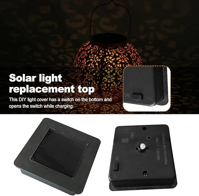 iayokocc Battery Box, Solar Lantern Light Replacement Top for Outdoor Hanging Lanterns, Square Solar Lamp Led Accessories for Garden Patio Walkway Yard(Size:2pcs)