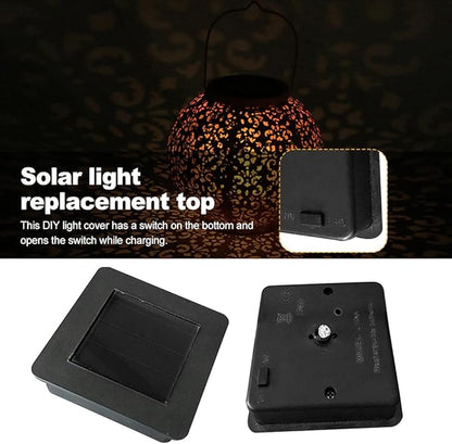 iayokocc Battery Box, Solar Lantern Light Replacement Top for Outdoor Hanging Lanterns, Square Solar Lamp Led Accessories for Garden Patio Walkway Yard(Size:2pcs)