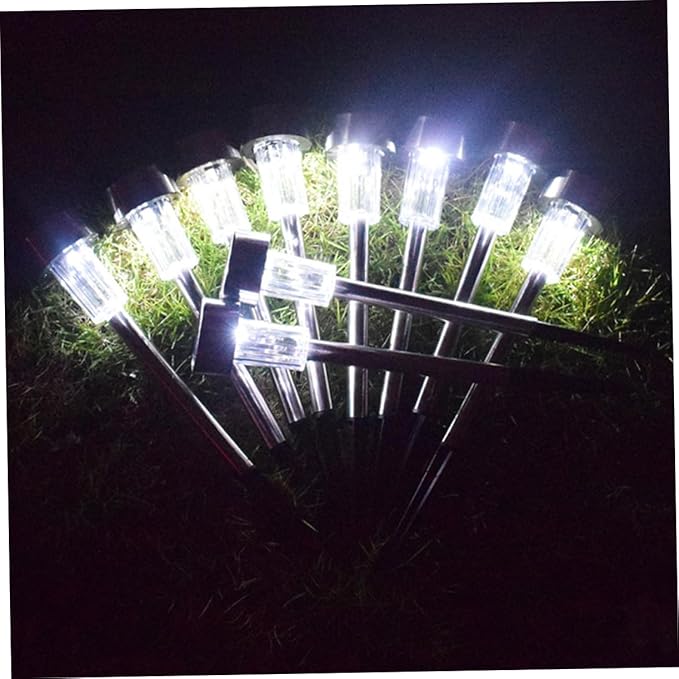 Mikikit 2pcs Stainless Steel Solar Garden Lights Led Pathway Lights for Outdoor Auto Solar Ground for Landscape Patio Pathway