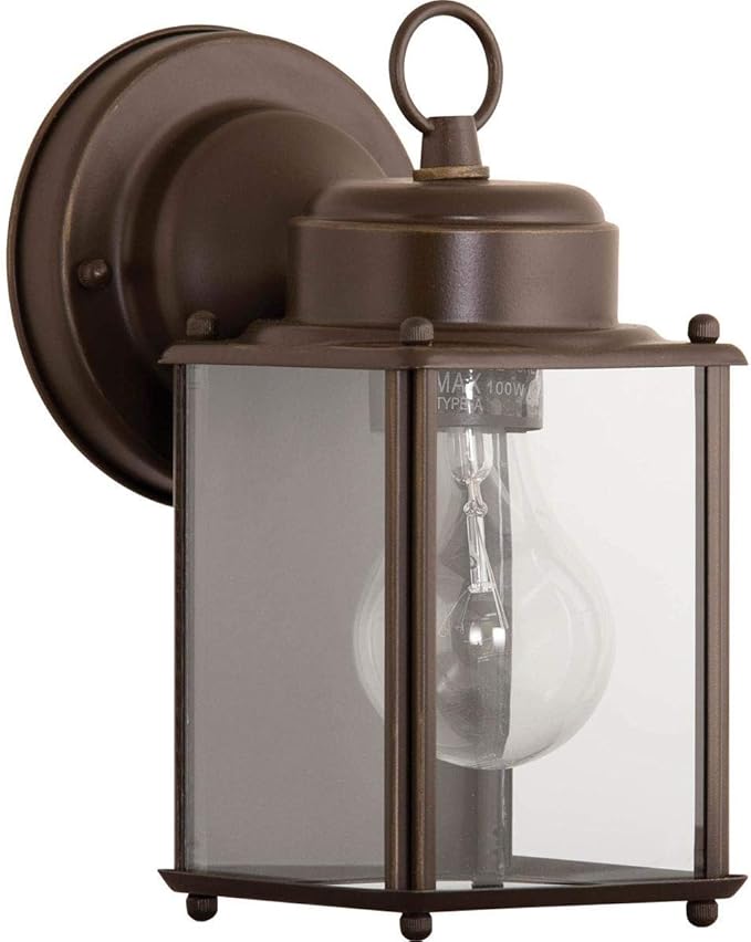 Progress Lighting 1-Light Clear Flat Glass Traditional Outdoor Wall Lantern Light Antique Bronze
