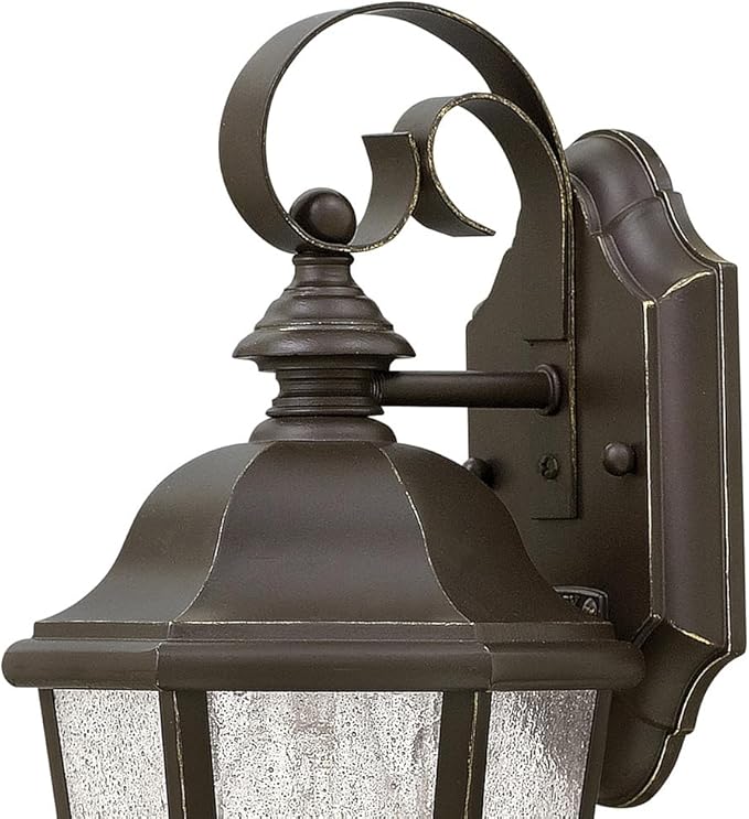 Hinkley Edgewater Small Wall Mount Outdoor Lantern - Aluminum, Clear Seedy Glass, Traditional - Oil Rubbed Bronze | Lumora