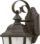 Hinkley Edgewater Small Wall Mount Outdoor Lantern - Aluminum, Clear Seedy Glass, Traditional - Oil Rubbed Bronze | Lumora