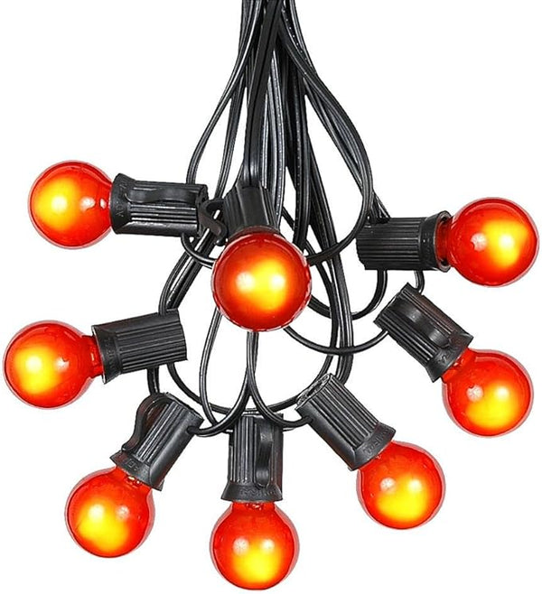 100 Foot G30 Outdoor Patio String Lights with 125 Orange Globe Bulbs – Indoor Outdoor String Lights – Market Bistro | Lumora