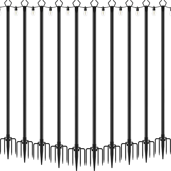 AILBTON 10 Pack 10Ft String Light Poles,Light Poles for Outside String Lights,Outdoor Light Poles with Fork,Metal | Lumora