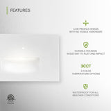 ASD LED Recessed Step Light Fixture, Dusk to Dawn Outdoor Stair Tread Lighting | 3CCT, Photocell, Waterproof, ETL | Lumora