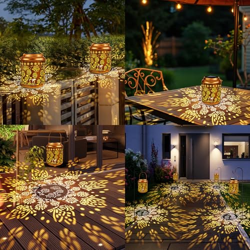 Brizled Butterfly Solar Lantern Lights 2 Pack, Warm White Christmas/Birthday Gift for Women Mom Grandma, Waterproof Hanging Solar Butterfly Lights, LED Lanterns for Garden Patio Path Tabletop Decor