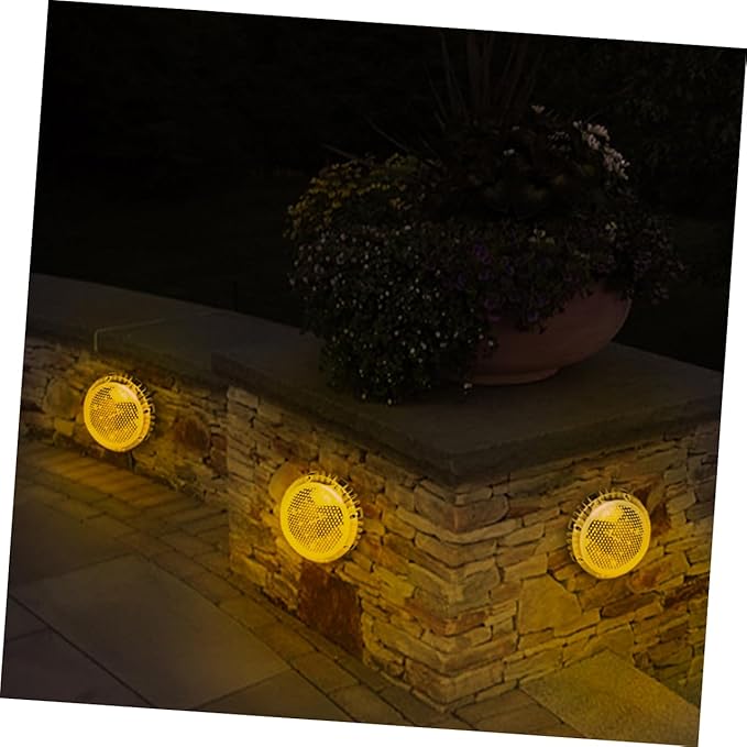 Happyyami 4pcs Solar Outdoor Lights Pathway Garden Solar-Powered Ground Lamp Landscape Decorative Lamp for Outdoor Use Warm Light