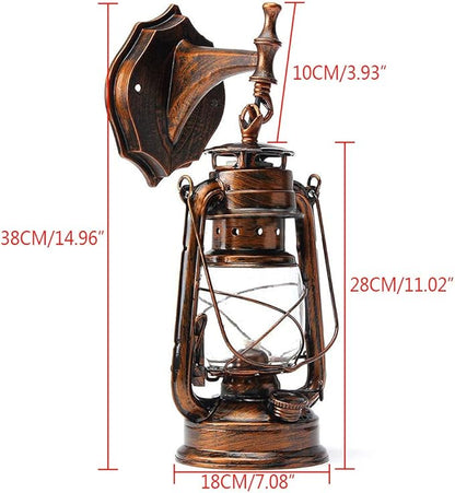 FIKNEE Rustic Wall Lantern Light Retro Antique Vintage Lamp Porch Light Fixtures Outdoor Wall Sconce Outdoor Lighting Garden Yard (Brown)