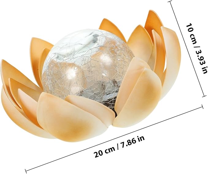 Vaguelly Solar Powered Floral Garden Path Light, Yellow Crackle Glass Outdoor Lawn Lamp, Decorative Solar Ground Stake Light for Yard and Patio Lighting