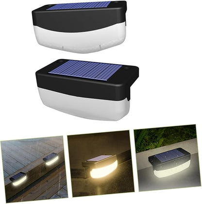 Didiseaon 2pcs Solar Step Lights Outdoor Decks Light for Patio Garden Stairs Easy Install for Pathway Fence Handrail