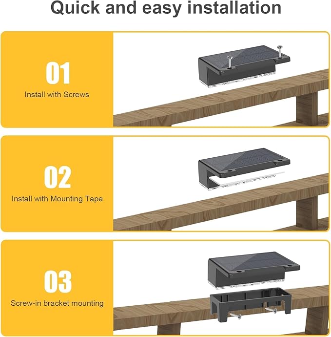 Solar Fence Lights, 12 Pack Solar Lights Outdoor Waterproof, 2700/4000/6000K 3 Mode Dusk to Dawn Deck Light | Lumora