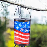 Hanging Solar Lantern Outdoor Decorative Waterproof LED Solar American Flag Lights Tabletop Lamp for Outdoor Patio | Lumora