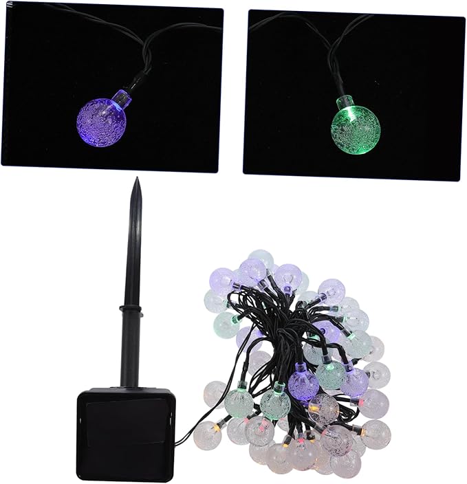 Veemoon 1set Solar String Lights Led Decorative Lights for Patio Garden and Courtyard Bubble Bulbs Energy-Saving Auto Off at Night