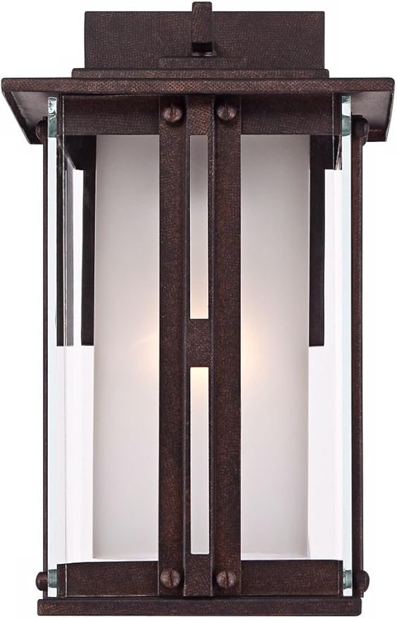 Franklin Iron Works Fallbrook Rustic Farmhouse Outdoor Wall Light Fixture Bronze Steel 11 3/4" Clear Frosted Double Glass for Exterior House Porch Patio Outside Deck Garage Front Door Garden Home