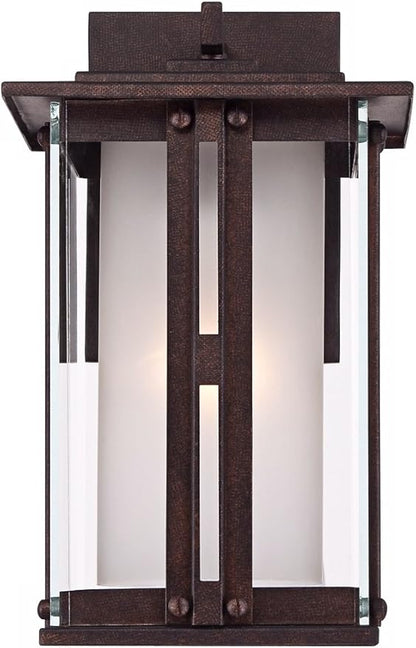 Franklin Iron Works Fallbrook Rustic Farmhouse Outdoor Wall Light Fixture Bronze Steel 11 3/4" Clear Frosted Double Glass for Exterior House Porch Patio Outside Deck Garage Front Door Garden Home