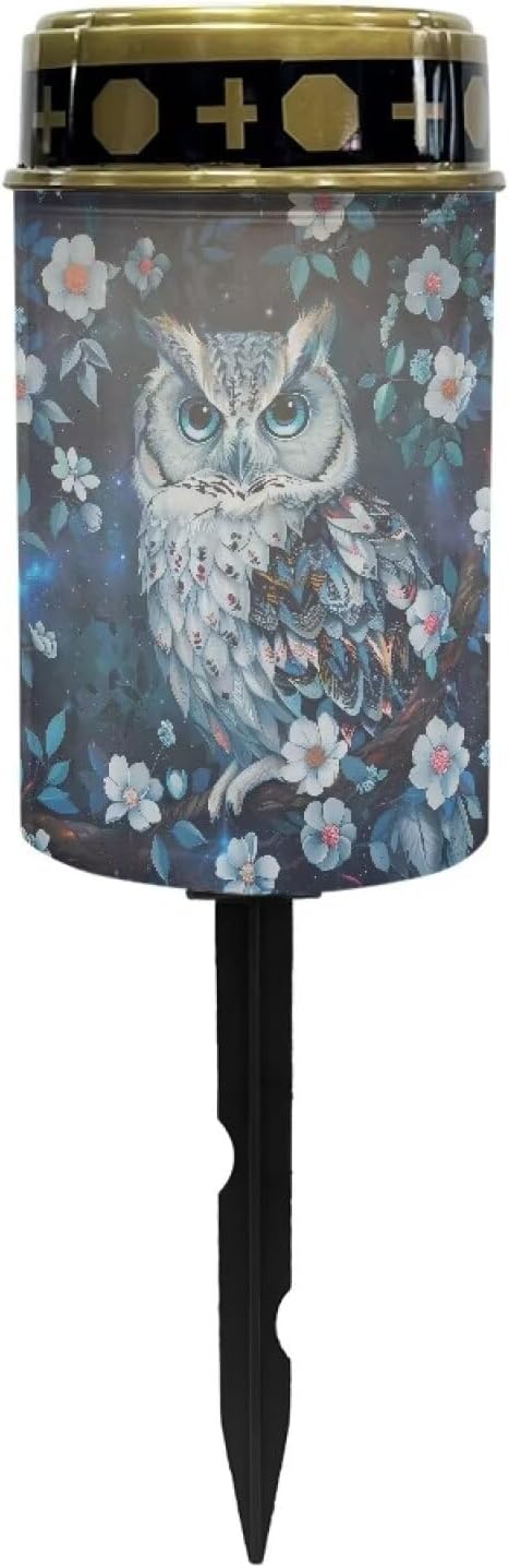 Owl Flower Solar Garden Stake Lights Solar Lights Outdoor Garden for Cemetery Grave Decorations, Memorial Gift, Christmas Yard Art, Sympathy Gifts