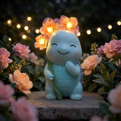 GLO-X Solar Turtle Garden Statue – Turtle Statue with Light-Up Flowers, Solar Powered Garden Decor Figurine for Outdoor Gardens, Lawn & Patio, Garden Gift for Mom & Grandma
