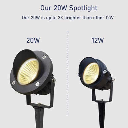 TOVEENEN LED Outdoor Landscape Spotlight Flag Light - 120V 20W Waterproof Spot Lights for Yard House Tree Christmas Lighting, Warm White