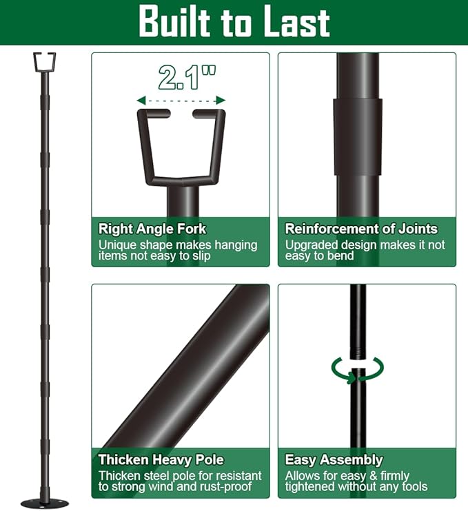 10Ft String Light Poles for Outside, Adjustable Metal Poles for Outdoor String Lights, Rustproof & Sturdy Light | Lumora